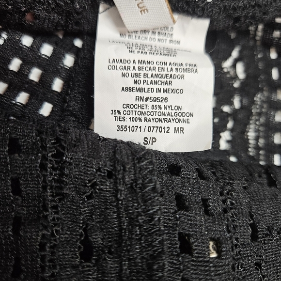 BECCA Black Crochet Lace Side Split Leg Lounge Beach Coverup Pants Small - Picture 6 of 7